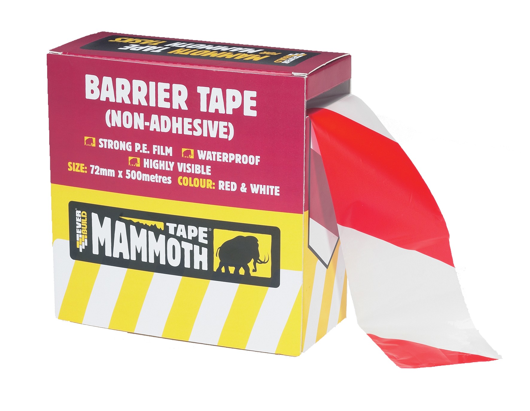 SikaEverbuild Mammoth Barrier Tape 72mm x500m Red &White [EVB2BARRD500]
