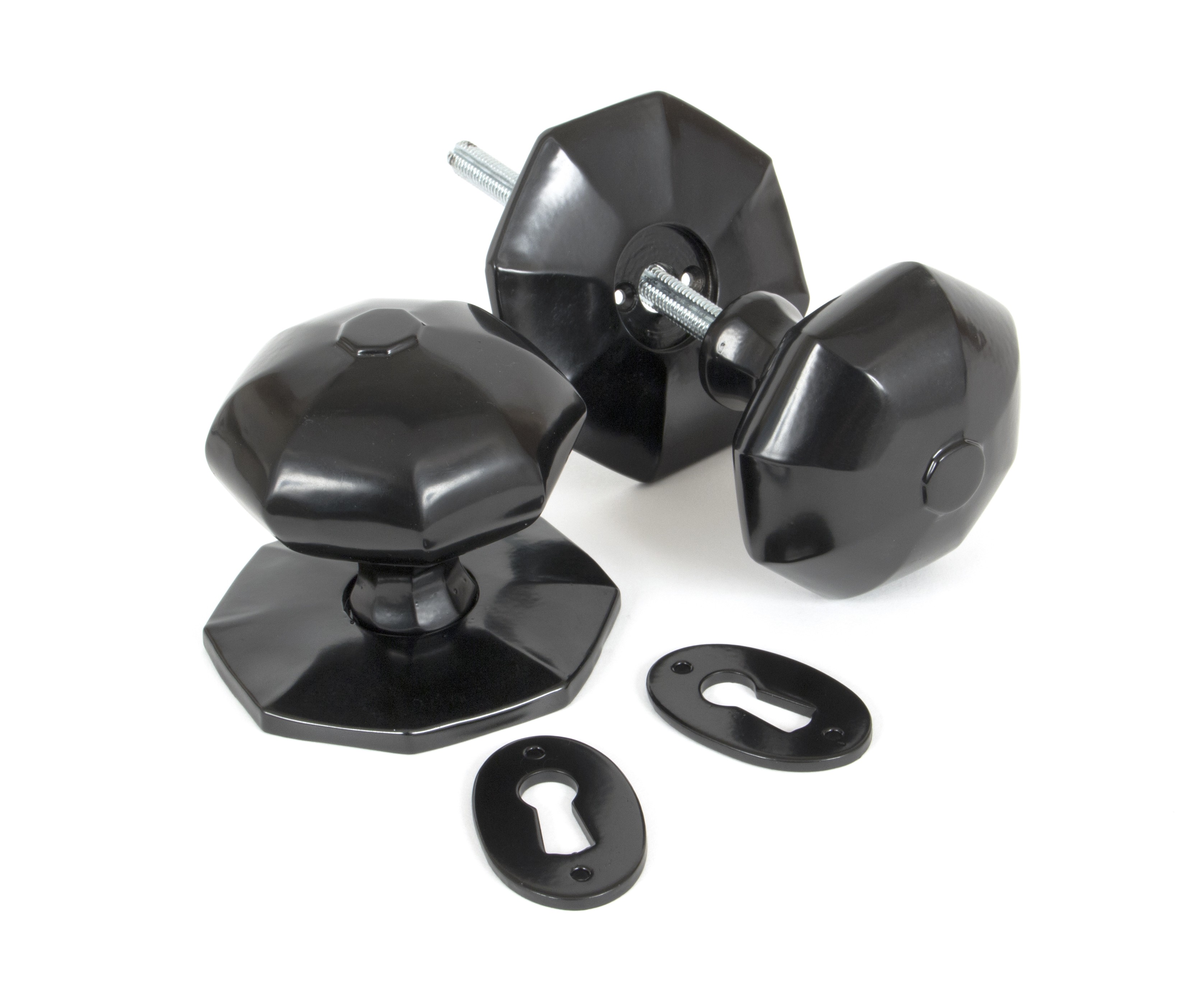 ANVIL - Black Octagonal Mortice/Rim Knob Set - Large  Anvil33065