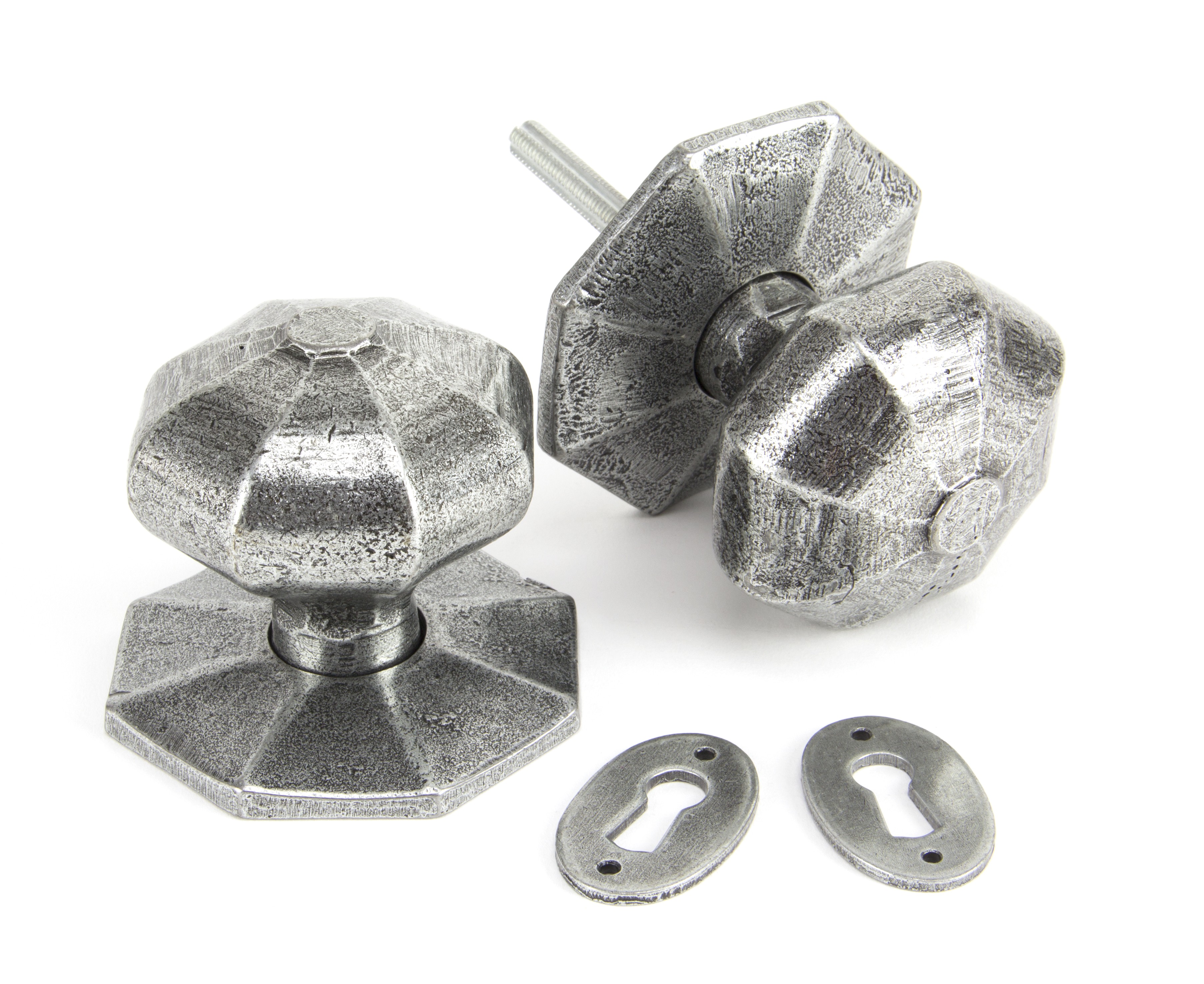 ANVIL - Pewter Octagonal Mortice/Rim Knob Set - Large  Anvil33066