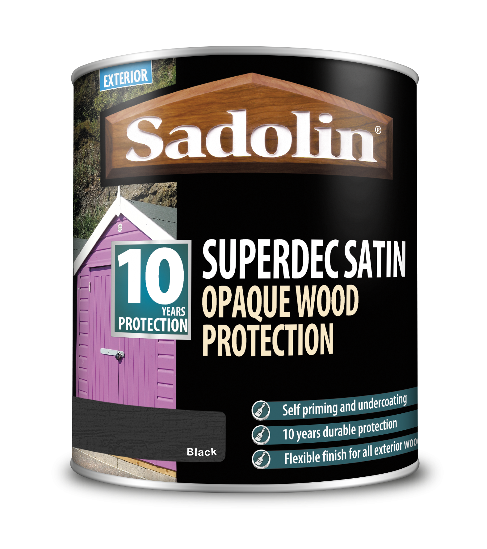 Sadolin Superdec Satin Opaque Wood Protection Black 1L [MPPSSD4]  5028828