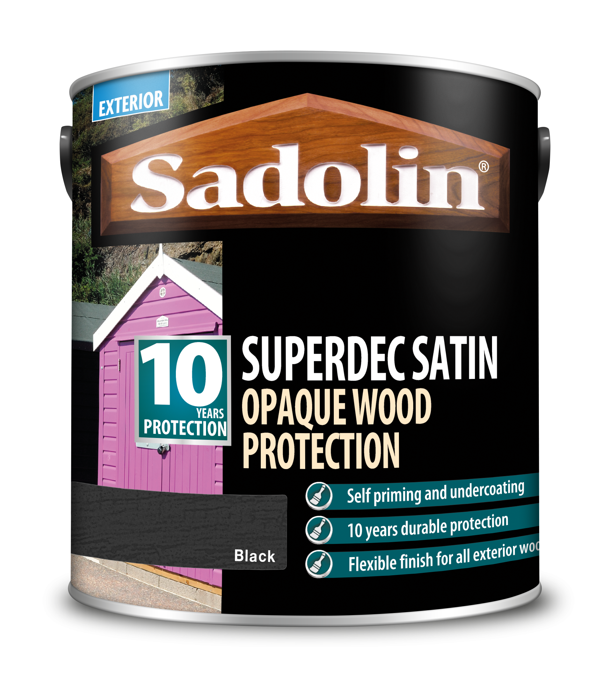 Sadolin Superdec Satin Opaque Wood Protection Black 2.5L [MPPSSD5]  5028829