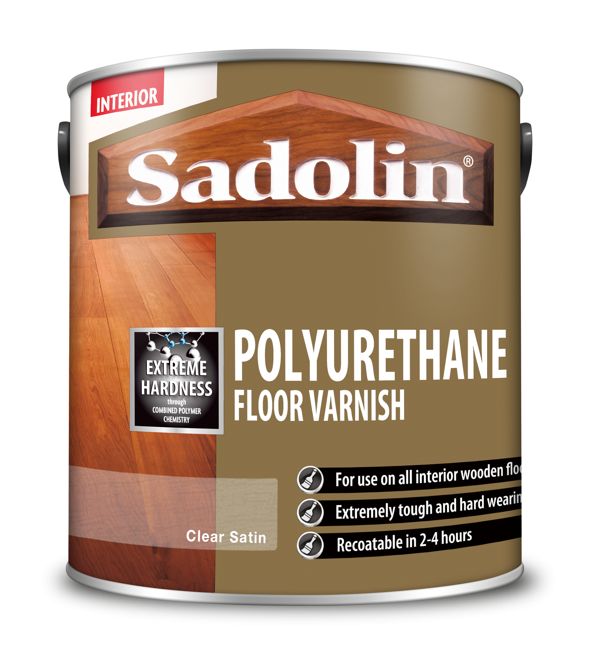 Sadolin Polyurethane Floor Varnish Clear Satin 2.5L [MPPSSVM]  5038013