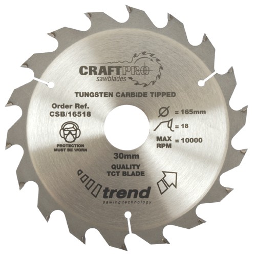 Trend CSB/16518  Craft saw blade 165mm x 18 teeth x 30mm   TRCSB16518