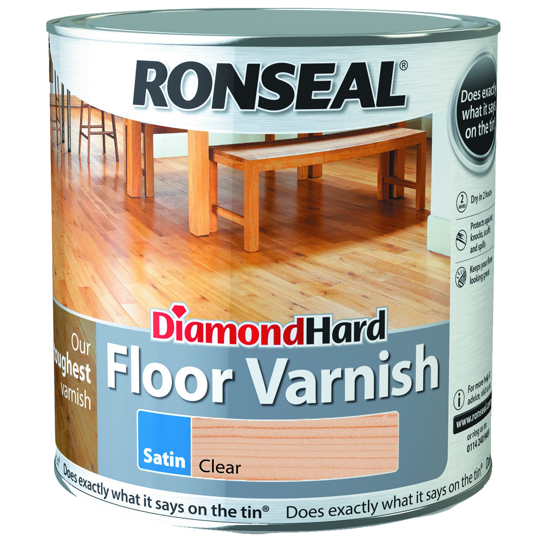 Ronseal Diamond Hard Floor Varnish 2.5L White Ash Satin [RONS36897]