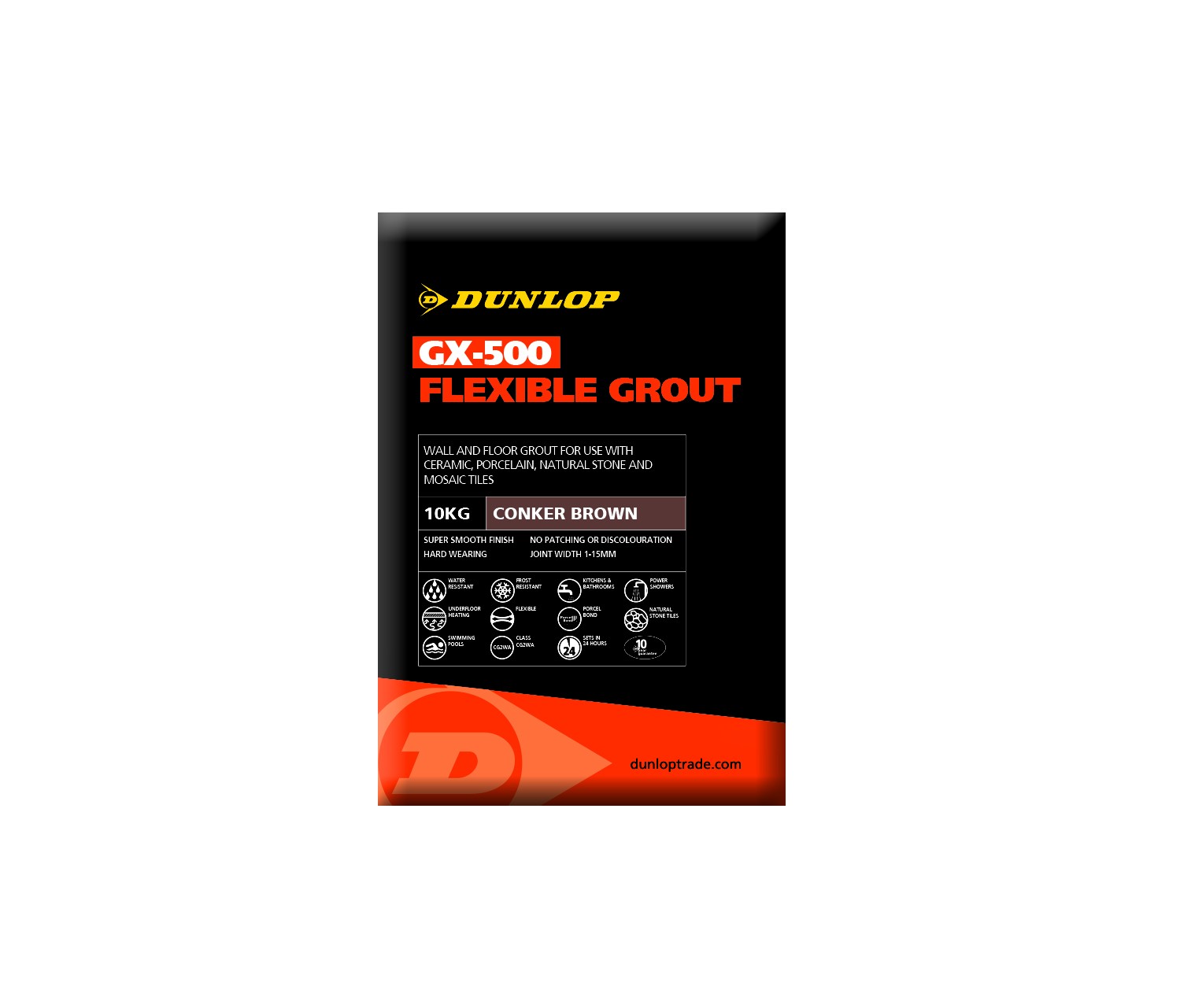 DUNLOP GX-500 FLEXIBLE GROUT POLAR WHITE 10KG [DUN25951]