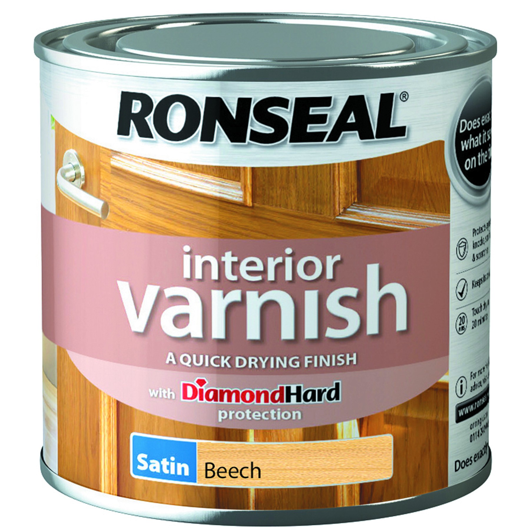 Ronseal Interior Varnish 250ml Satin Ash [RONS36818]