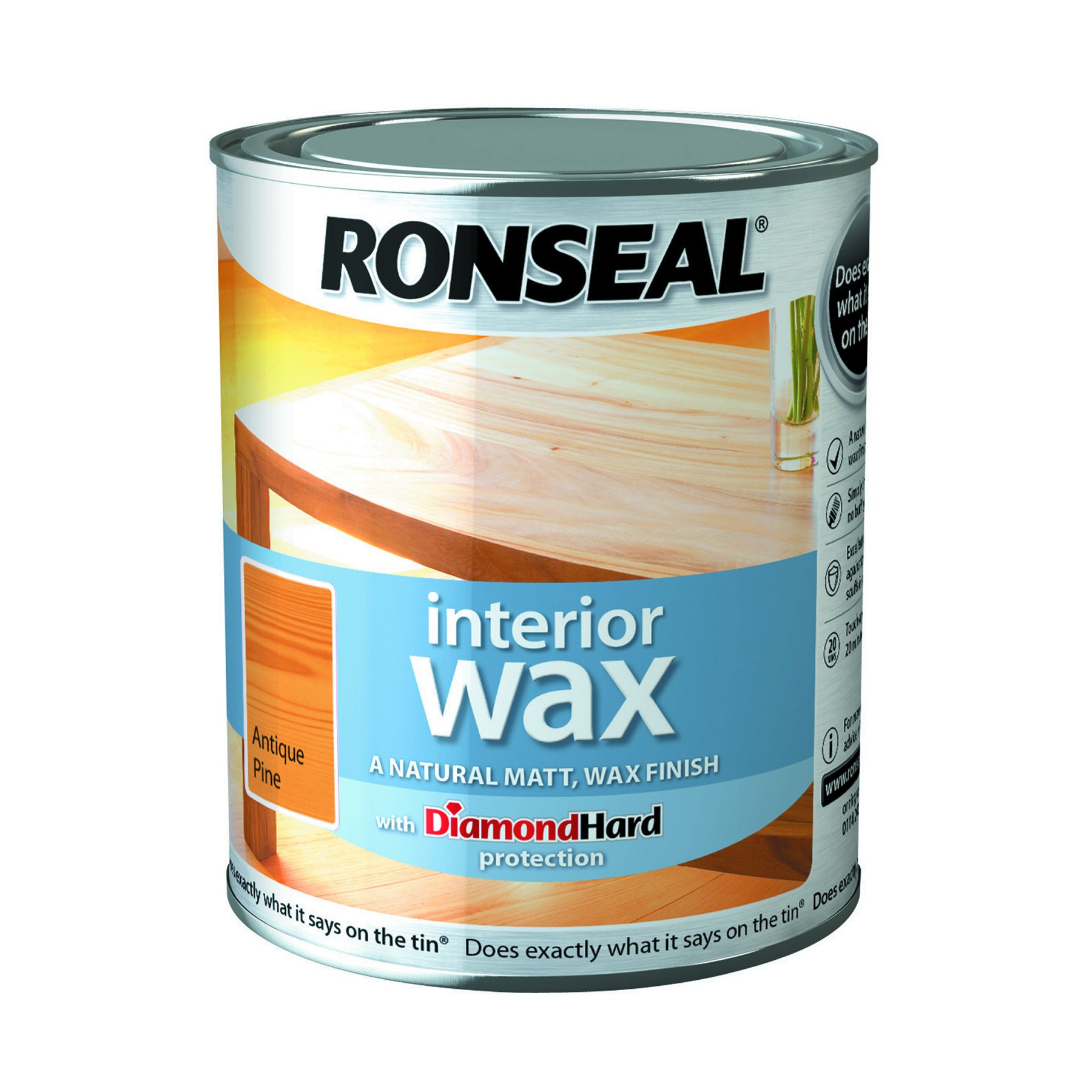 Ronseal Interior Wax 750ml Medium Oak [RONS36880]