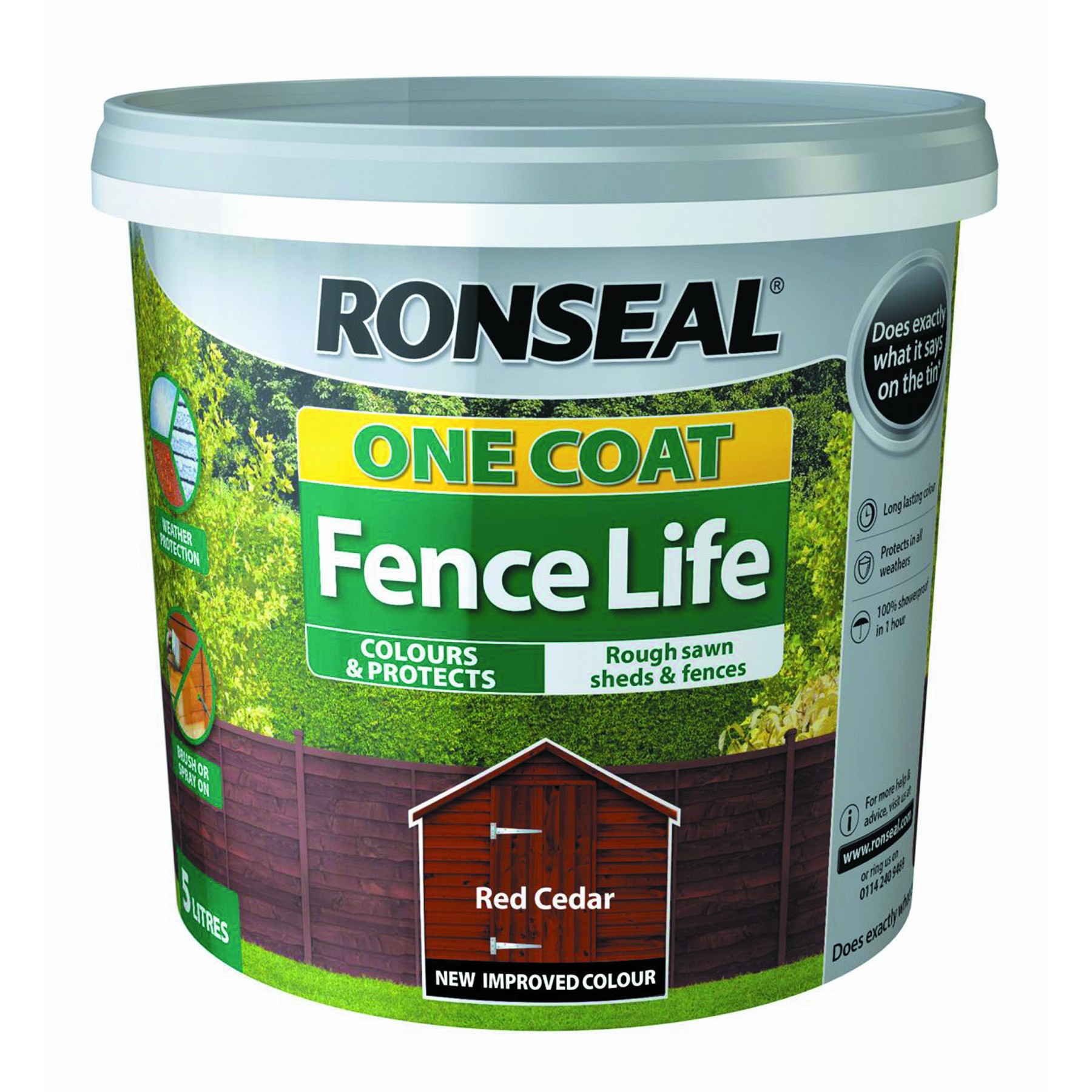 Ronseal One Coat Fence Life Tudor Black Oak 5L [RGS38293]