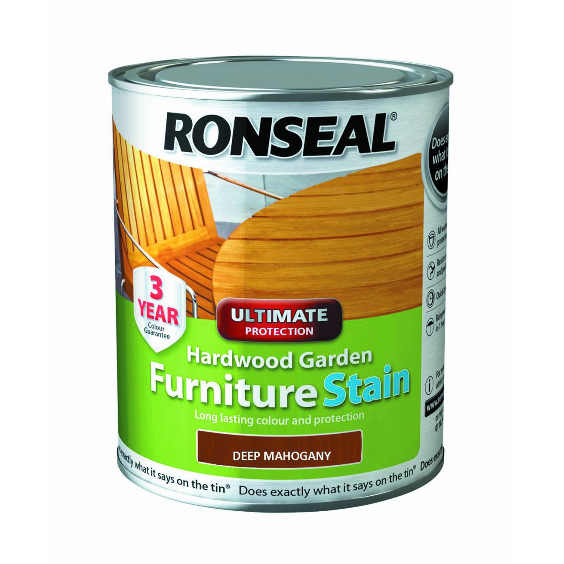 Ronseal Ultimate Protection Hardwood Garden Furniture Stain Deep Mahogany 750ml [RONS36428]