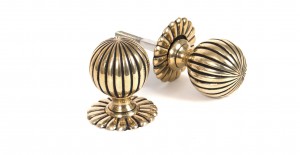 ANVIL - Aged Brass Flower Mortice Knob Set  Anvil39010