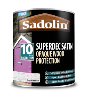 Sadolin Superdec Satin Opaque Wood Protection Super White 1L [MPPSSD1]  5028825