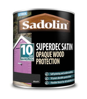 Sadolin Superdec Satin Opaque Wood Protection Black 1L [MPPSSD4]  5028828