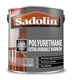 Sadolin Polyurethane Extra Durable Varnish Clear Matt 2.5L [MPPSSWN]  5038012