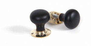 ANVIL - Ebony & Polished Brass Bun Mortice/Rim Knob Set  Anvil83563