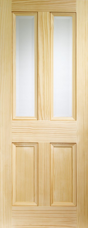 XL JOINERY DOORS -  GVGEDW33  Internal Vertical Grain Clear Pine Edwardian with Clear Bevelled Glass  GVGEDW33