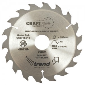 Trend CSB/16518  Craft saw blade 165mm x 18 teeth x 30mm   TRCSB16518