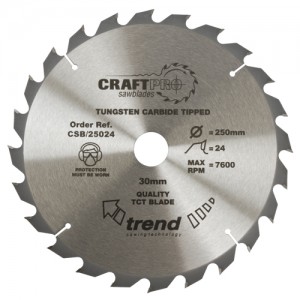 Trend CSB/25024  Craft saw blade 250mm x 24 teeth x 30mm   TRCSB25024