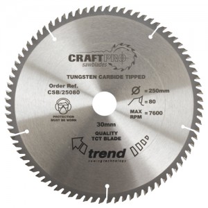 Trend CSB/25080  Craft saw blade 250mm x 80 teeth x 30mm   TRCSB25080