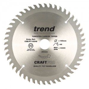 Trend CSB/PT16548  Craft saw blade panel trim 165mm x 48 teeth x 20mm   TRCSBPT16548