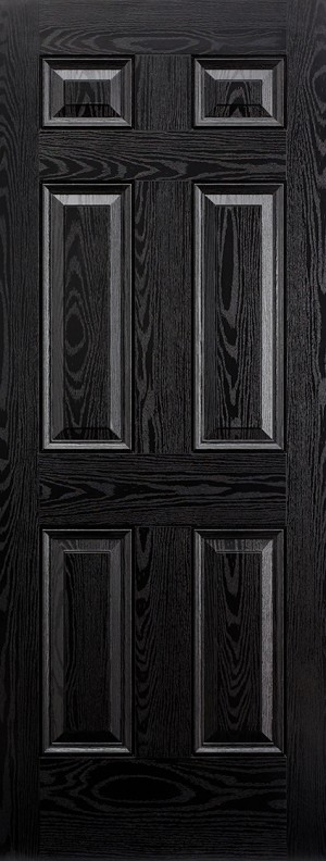 LPD - External Door - GRP Colonial 6P Black 2032 x 813 (32")  GRPCOLBLA32