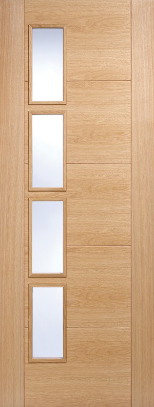 LPD - Internal Door - Oak Vancouver Glazed 4L Clear Glass Offset 2040 x 726 mm  OVAN4LOS726