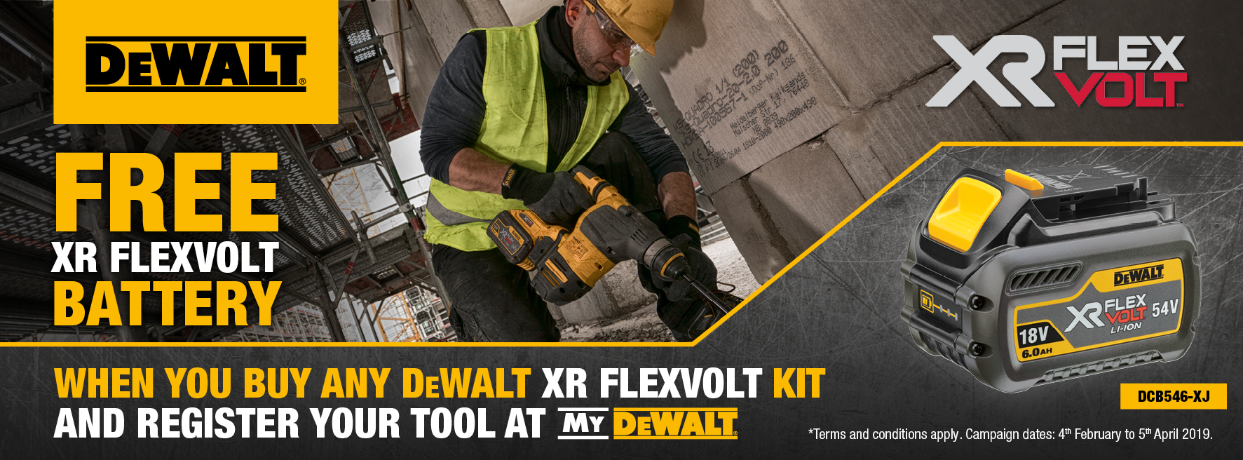 dewalt offer, free tools, battery, promotion, dewalt