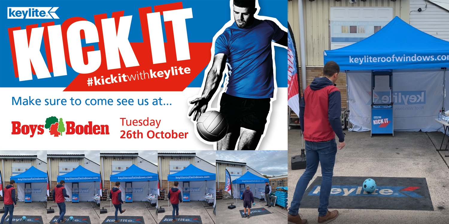 Kick it with Keylite charity sports challenge at Shrewsbury builders merchants Boys and Boden.