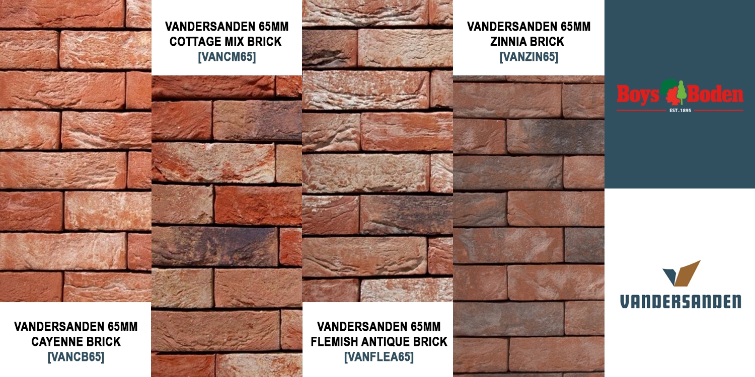 Many different Vandersanden bricks available at Boys and Boden.